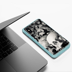Чехол iPhone XS Max матовый ЧЕРЕПА, цвет: 3D-мятный — фото 2