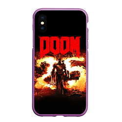 Чехол iPhone XS Max матовый DOOM 25 years, цвет: 3D-фиолетовый