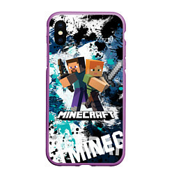 Чехол iPhone XS Max матовый Minecraft Майнкрафт, цвет: 3D-фиолетовый