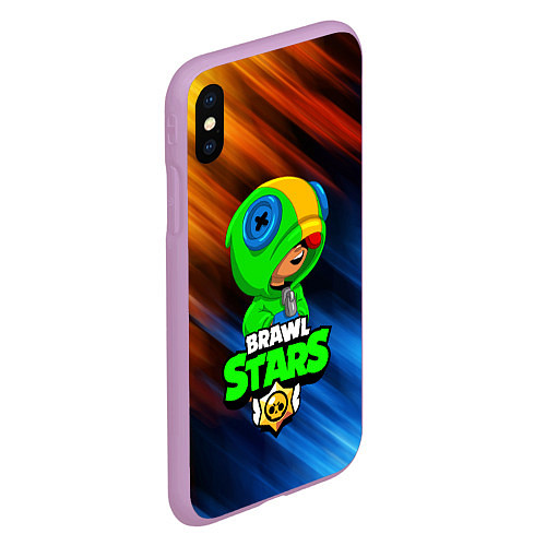 Чехол iPhone XS Max матовый BRAWL STARS LEON / 3D-Сиреневый – фото 2