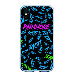 Чехол iPhone XS Max матовый Paramore RIOT!, цвет: 3D-голубой