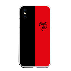 Чехол iPhone XS Max матовый Lamborghini, цвет: 3D-белый