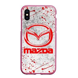 Чехол iPhone XS Max матовый MAZDA RED LOGO, цвет: 3D-малиновый