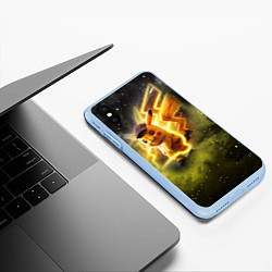 Чехол iPhone XS Max матовый Детектив Пикачу, цвет: 3D-голубой — фото 2