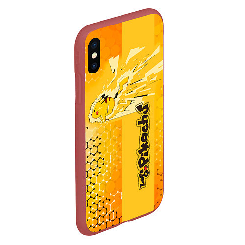 Чехол iPhone XS Max матовый Pikachu / 3D-Красный – фото 2