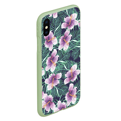 Чехол iPhone XS Max матовый Тропический цветок / 3D-Салатовый – фото 2