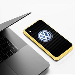 Чехол iPhone XS Max матовый Volkswagen Logo, цвет: 3D-желтый — фото 2