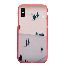 Чехол iPhone XS Max матовый Snow 1, цвет: 3D-красный