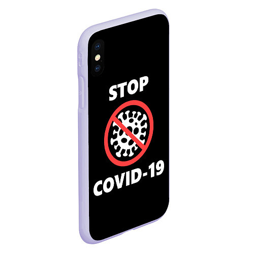 Чехол iPhone XS Max матовый STOP COVID-19 / 3D-Светло-сиреневый – фото 2