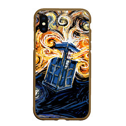 Чехол iPhone XS Max матовый Van Gogh Tardis, цвет: 3D-коричневый