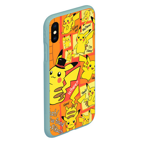 Чехол iPhone XS Max матовый Pikachu / 3D-Мятный – фото 2