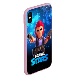 Чехол iPhone XS Max матовый Brawl Stars Colt Кольт, цвет: 3D-розовый — фото 2