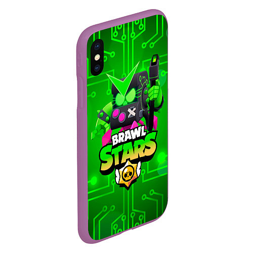 Чехол iPhone XS Max матовый Brawl Stars Virus 8-Bit / 3D-Фиолетовый – фото 2