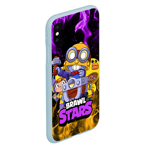 Чехол iPhone XS Max матовый BRAWL STARS CARL / 3D-Голубой – фото 2