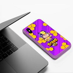 Чехол iPhone XS Max матовый Brawl Stars BEA, цвет: 3D-фиолетовый — фото 2