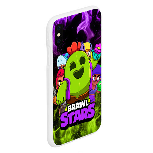 Чехол iPhone XS Max матовый BRAWL STARS SPIKE / 3D-Белый – фото 2