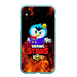 Чехол iPhone XS Max матовый BRAWL STARS MRP, цвет: 3D-мятный