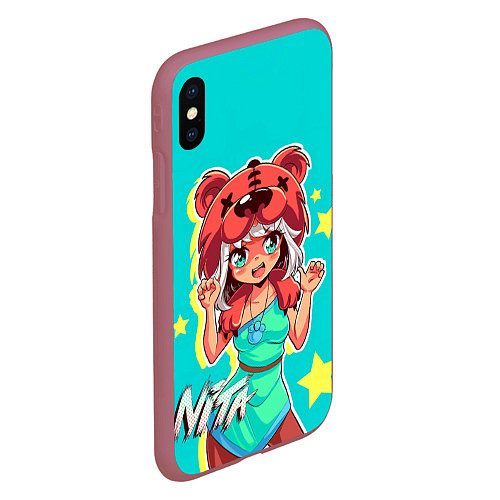 Чехол iPhone XS Max матовый BEAR GIRL / 3D-Малиновый – фото 2