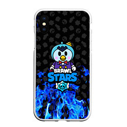 Чехол iPhone XS Max матовый BRAWL STARS:MR P, цвет: 3D-белый