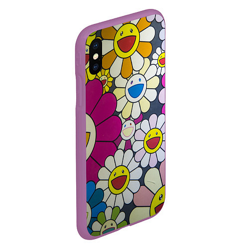 Чехол iPhone XS Max матовый Цветы Ромашки / 3D-Фиолетовый – фото 2