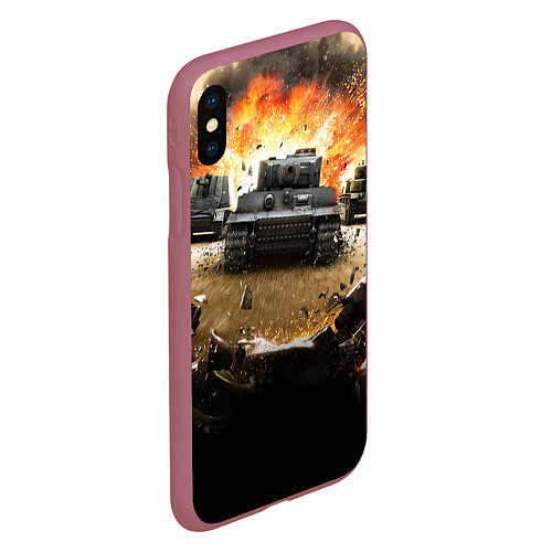 Чехол iPhone XS Max матовый ТАНКИ / 3D-Малиновый – фото 2