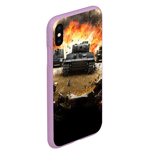 Чехол iPhone XS Max матовый ТАНКИ / 3D-Сиреневый – фото 2