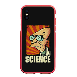 Чехол iPhone XS Max матовый Futurama Science, цвет: 3D-красный