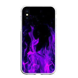 Чехол iPhone XS Max матовый ФИОЛЕТОВЫЙ ОГОНЬ, цвет: 3D-белый