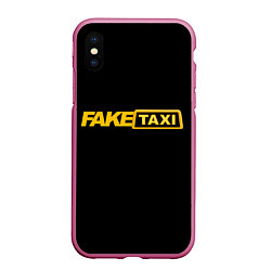 Чехол iPhone XS Max матовый Fake Taxi, цвет: 3D-малиновый