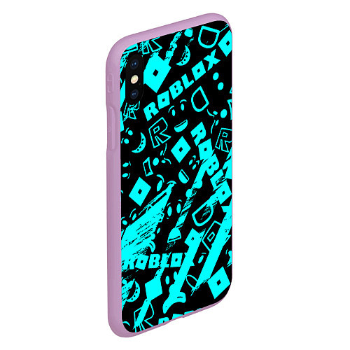 Чехол iPhone XS Max матовый Roblox / 3D-Сиреневый – фото 2