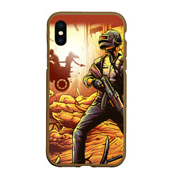 Чехол iPhone XS Max матовый PUBG спина, цвет: 3D-коричневый