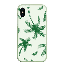 Чехол iPhone XS Max матовый Пальмовый рай, цвет: 3D-салатовый