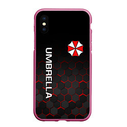 Чехол iPhone XS Max матовый UMBRELLA CORP, цвет: 3D-малиновый