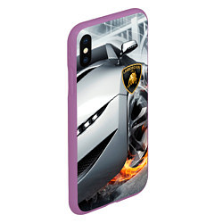 Чехол iPhone XS Max матовый Lamborghini, цвет: 3D-фиолетовый — фото 2