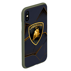 Чехол iPhone XS Max матовый Lamborghini, цвет: 3D-темно-зеленый — фото 2