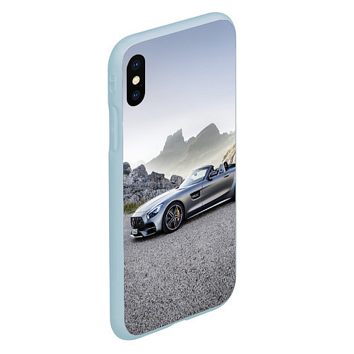 Чехол iPhone XS Max матовый Mercedes V8 Biturbo / 3D-Голубой – фото 2