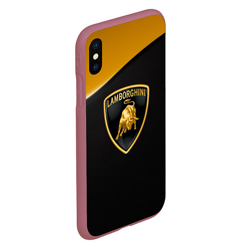 Чехол iPhone XS Max матовый Lamborghini / 3D-Малиновый – фото 2