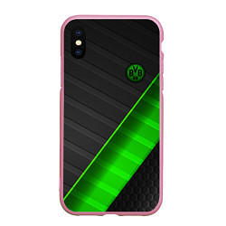 Чехол iPhone XS Max матовый FC Borussia, цвет: 3D-розовый