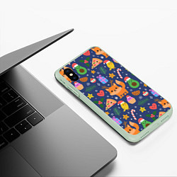 Чехол iPhone XS Max матовый Новогодний макет, цвет: 3D-салатовый — фото 2