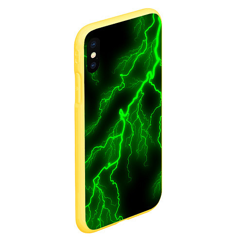 Чехол iPhone XS Max матовый МОЛНИЯ GREEN NEON / 3D-Желтый – фото 2