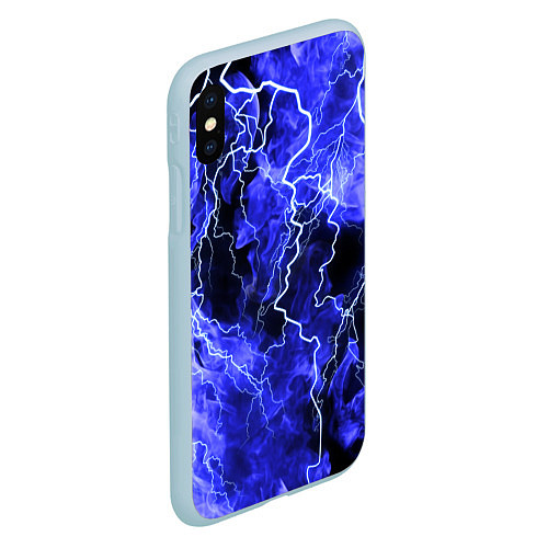Чехол iPhone XS Max матовый МОЛНИЯ BLUE / 3D-Голубой – фото 2