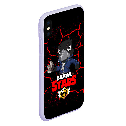 Чехол iPhone XS Max матовый BRAWL STARS CROW / 3D-Светло-сиреневый – фото 2