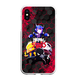 Чехол iPhone XS Max матовый BRAWL STARS CROW, цвет: 3D-белый