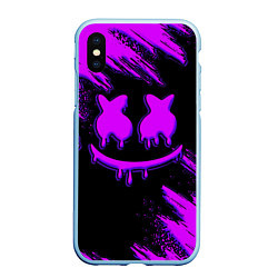 Чехол iPhone XS Max матовый Marshmello, цвет: 3D-голубой