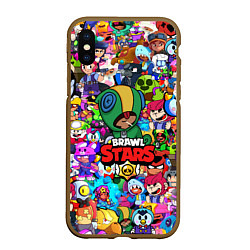 Чехол iPhone XS Max матовый BRAWL STARS:LEON, цвет: 3D-коричневый