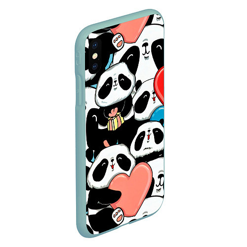Чехол iPhone XS Max матовый Панды / 3D-Мятный – фото 2