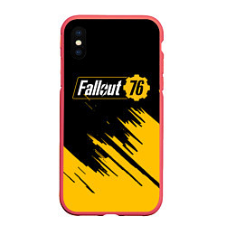 Чехол iPhone XS Max матовый FALLOUT76, цвет: 3D-красный