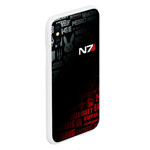 Чехол iPhone XS Max матовый MASS EFFECT N7 / 3D-Белый – фото 2