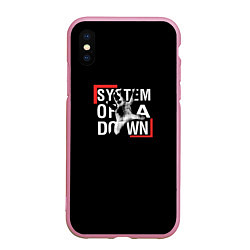 Чехол iPhone XS Max матовый System of a Down, цвет: 3D-розовый