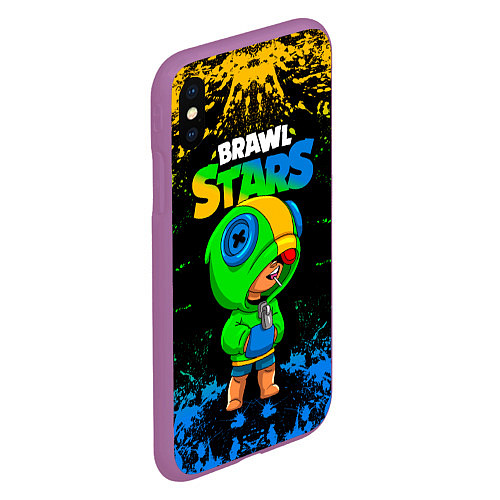 Чехол iPhone XS Max матовый Leon Brawl Stars / 3D-Фиолетовый – фото 2